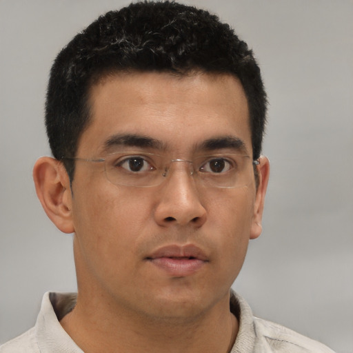 Neutral asian young-adult male with short  brown hair and brown eyes