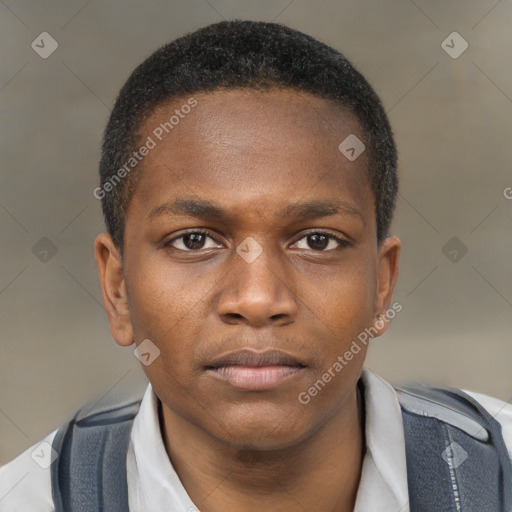 Neutral latino young-adult male with short  brown hair and brown eyes