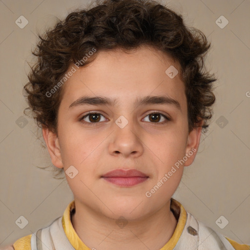 Neutral white child male with short  brown hair and brown eyes