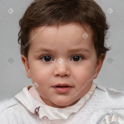 Neutral white child female with short  brown hair and brown eyes