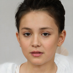 Neutral white child female with short  brown hair and brown eyes