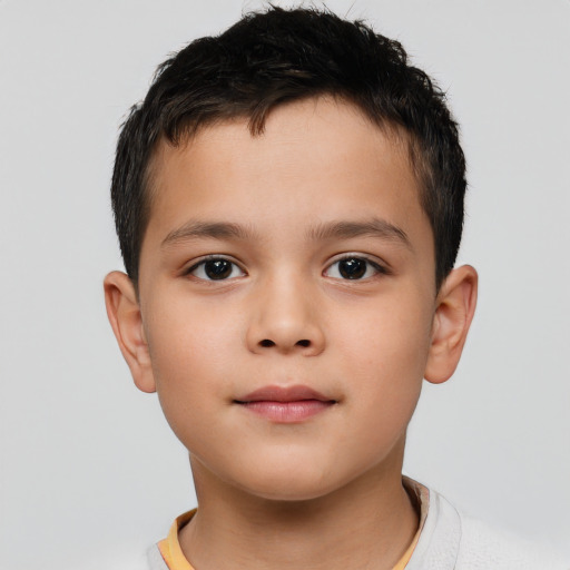 Neutral white child male with short  brown hair and brown eyes