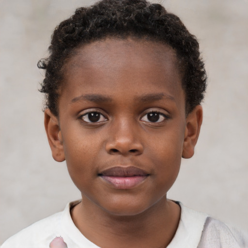 Neutral black child female with short  brown hair and brown eyes