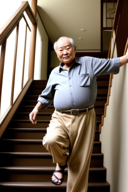 Japanese elderly male with  brown hair