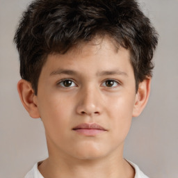 Neutral white child male with short  brown hair and brown eyes