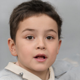 Neutral white child male with short  brown hair and brown eyes