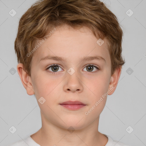 Neutral white child male with short  brown hair and brown eyes