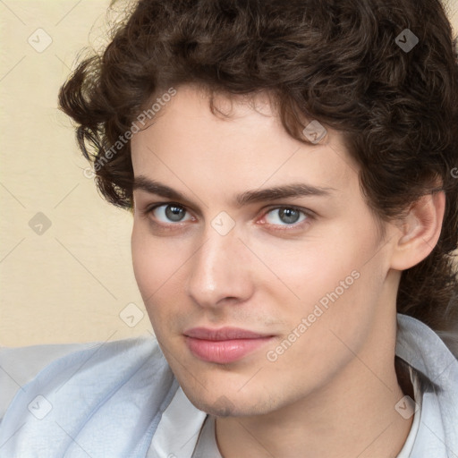 Neutral white young-adult male with medium  brown hair and brown eyes