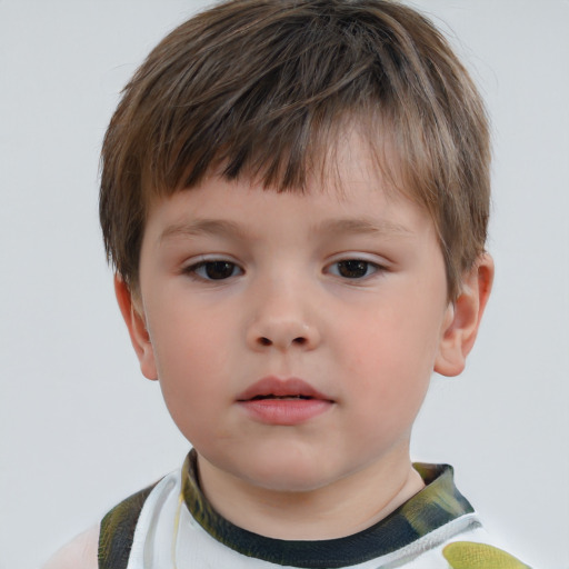 Neutral white child male with short  brown hair and brown eyes