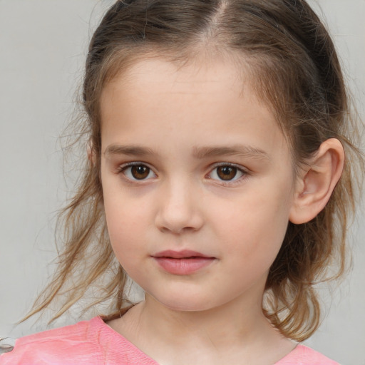 Neutral white child female with medium  brown hair and brown eyes