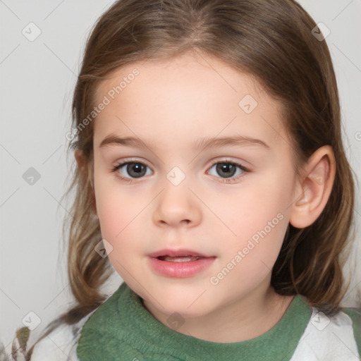 Neutral white child female with medium  brown hair and brown eyes