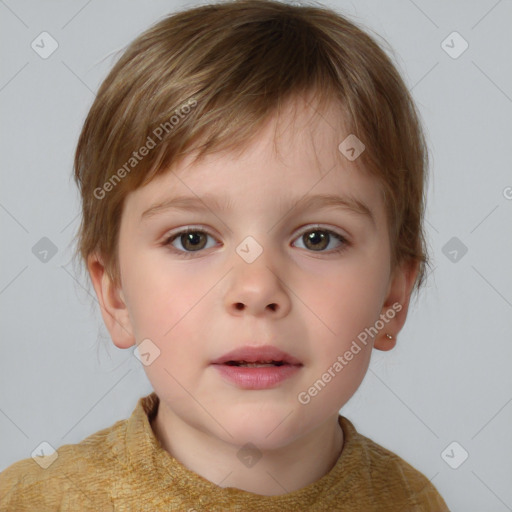 Neutral white child male with short  brown hair and brown eyes