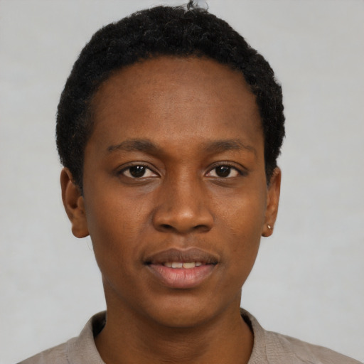 Neutral black young-adult male with short  brown hair and brown eyes