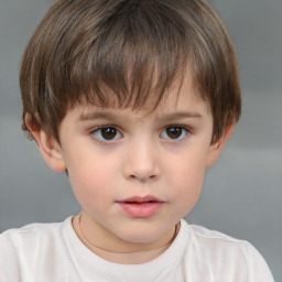 Neutral white child female with short  brown hair and brown eyes