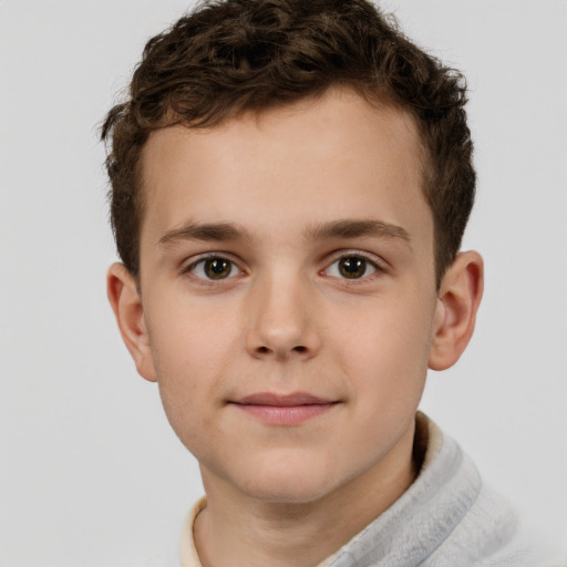 Neutral white child male with short  brown hair and brown eyes