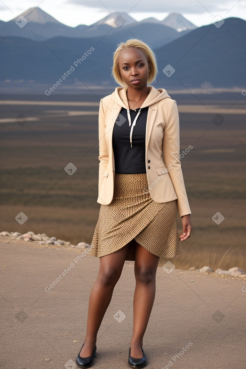 Zambian adult female with  blonde hair