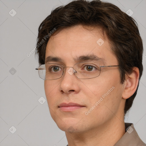 Neutral white adult male with short  brown hair and brown eyes