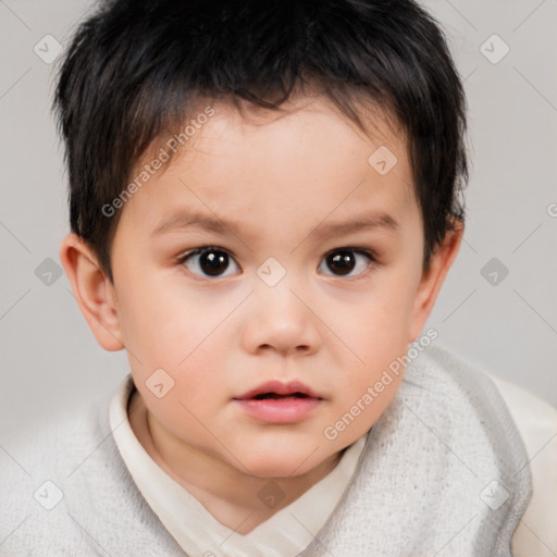 Neutral white child male with short  brown hair and brown eyes