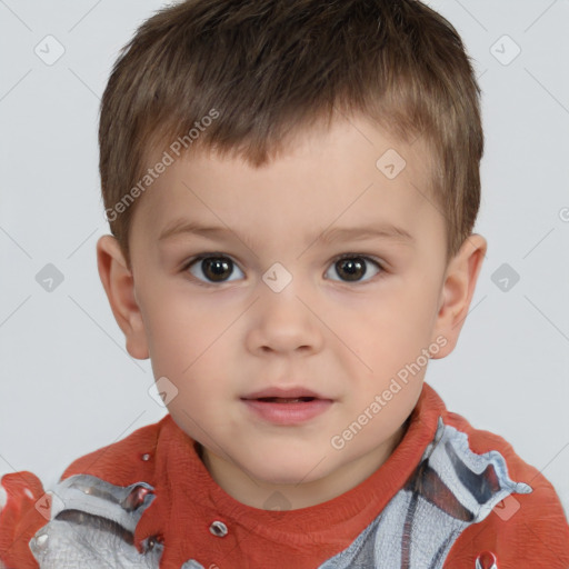 Neutral white child male with short  brown hair and brown eyes