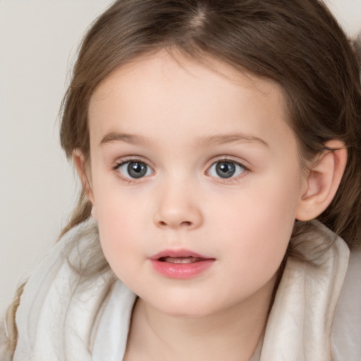 Neutral white child female with medium  brown hair and brown eyes