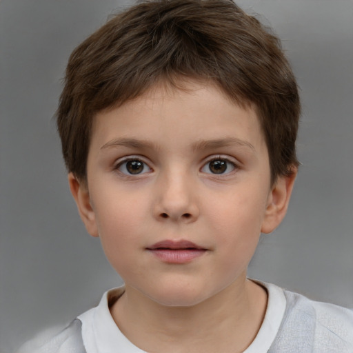 Neutral white child female with short  brown hair and brown eyes