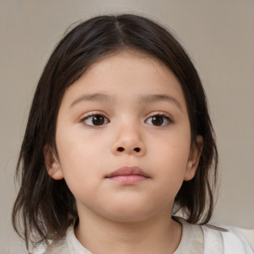 Neutral asian child female with medium  brown hair and brown eyes