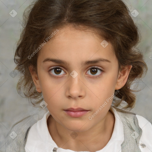 Neutral white child female with medium  brown hair and brown eyes