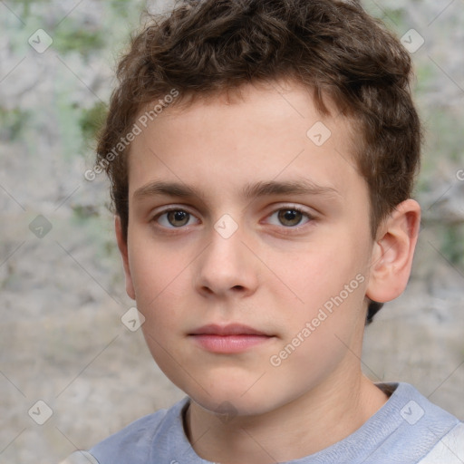 Neutral white child male with short  brown hair and brown eyes