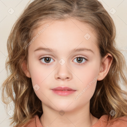 Neutral white child female with medium  brown hair and brown eyes