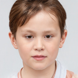 Neutral white child female with short  brown hair and brown eyes