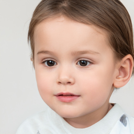 Neutral white child female with medium  brown hair and brown eyes