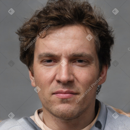 Neutral white adult male with short  brown hair and brown eyes