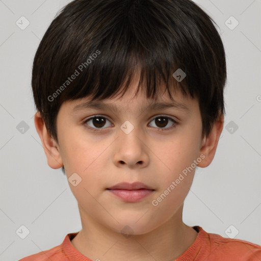 Neutral white child male with short  brown hair and brown eyes