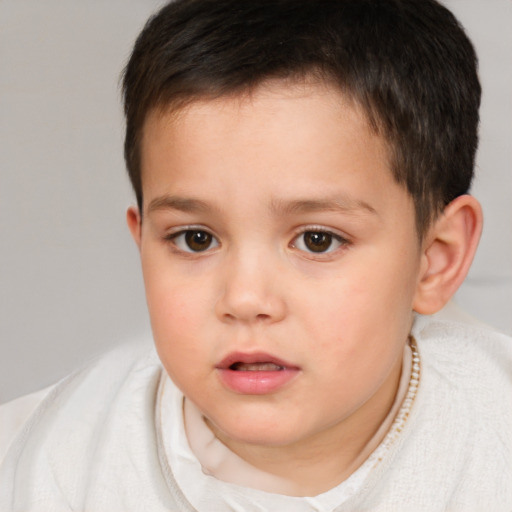 Neutral white child male with short  brown hair and brown eyes