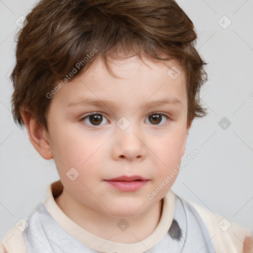 Neutral white child female with short  brown hair and brown eyes