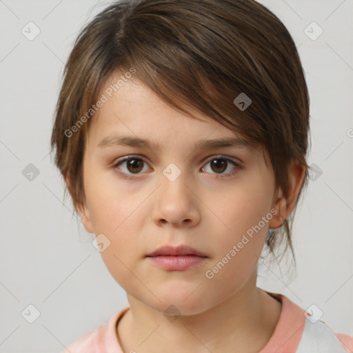 Neutral white child female with medium  brown hair and brown eyes