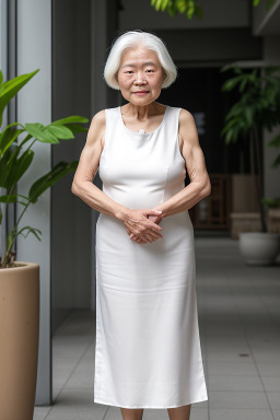 Taiwanese elderly female with  white hair