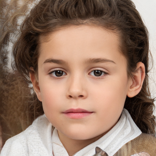 Neutral white child female with medium  brown hair and brown eyes