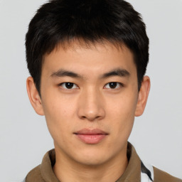 Neutral asian young-adult male with short  brown hair and brown eyes