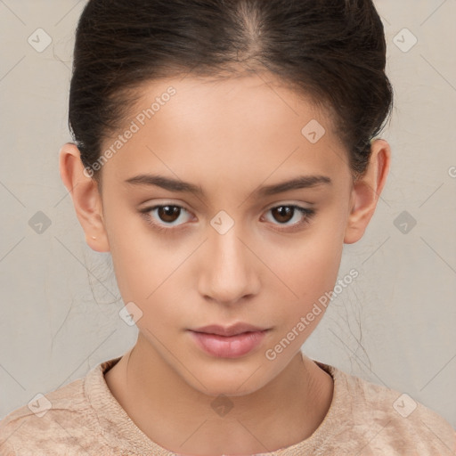 Neutral white child female with short  brown hair and brown eyes