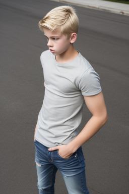 American teenager boy with  blonde hair