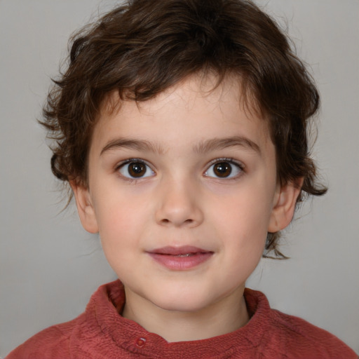 Neutral white child male with medium  brown hair and brown eyes