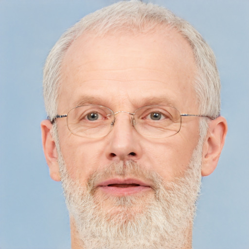 Neutral white middle-aged male with short  gray hair and brown eyes