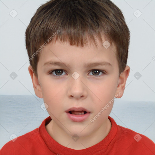 Neutral white child male with short  brown hair and brown eyes