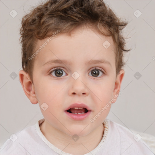 Neutral white child male with short  brown hair and brown eyes