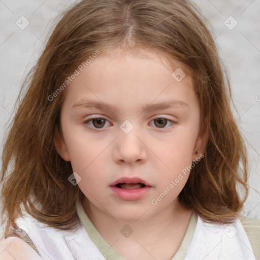 Neutral white child female with medium  brown hair and brown eyes