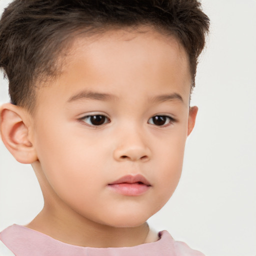 Neutral white child female with short  brown hair and brown eyes