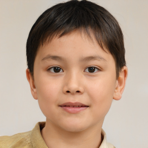 Neutral white child female with short  brown hair and brown eyes