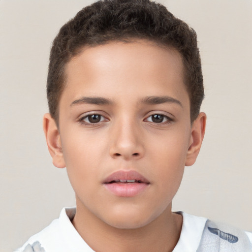 Neutral white child male with short  brown hair and brown eyes