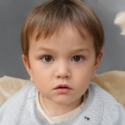 Neutral white child female with short  brown hair and brown eyes